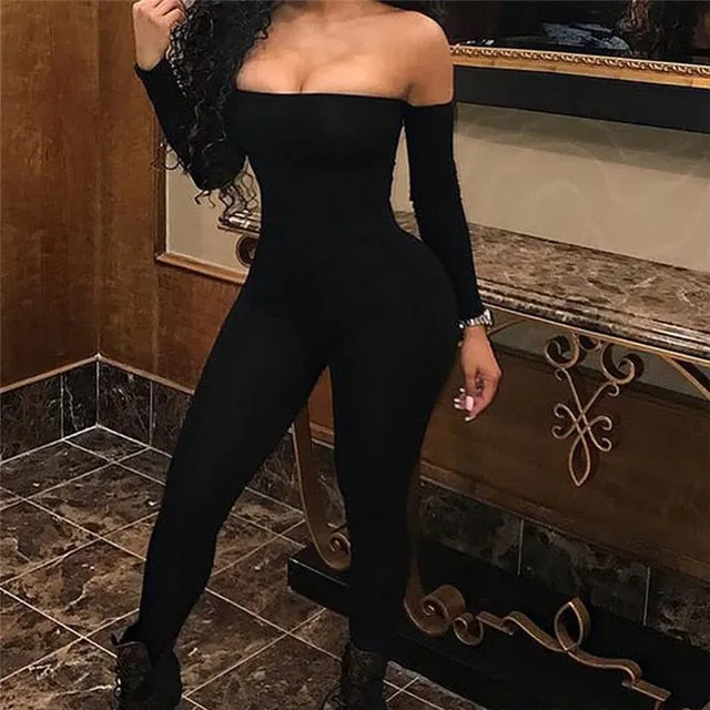 2021 Sexy Women's Jumpsuits Long Sleeve Off Shoulder Sizes S - XL