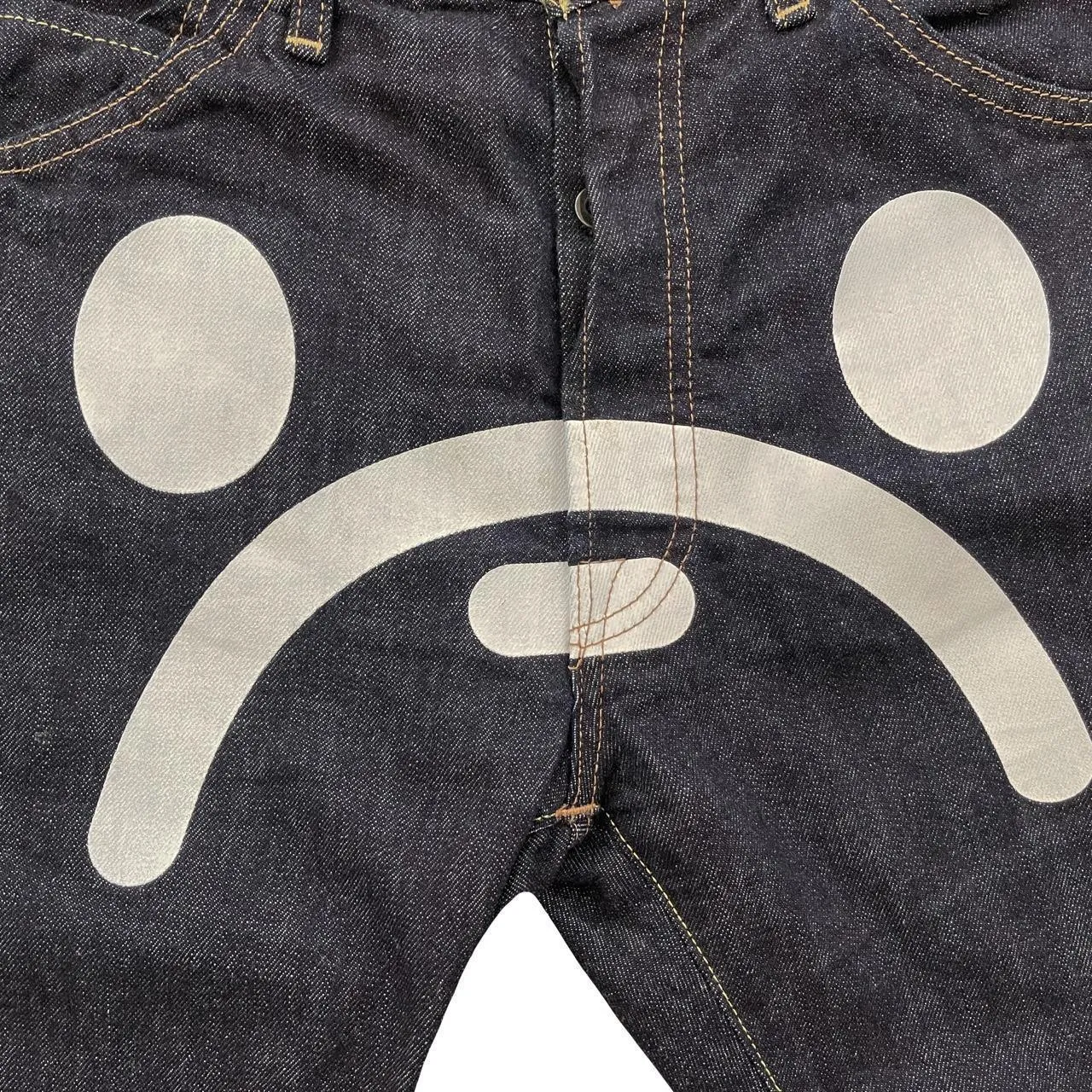 Bape Sad Face Denim Shorts