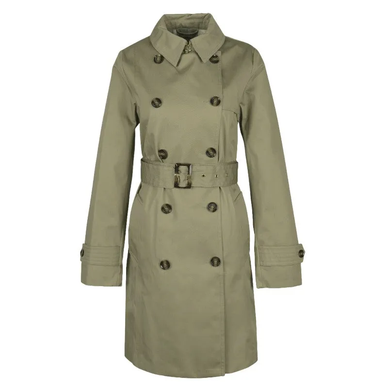 Barbour Short Greta Ladies Showerproof Trench - Poplar Green/Ancient Poplar