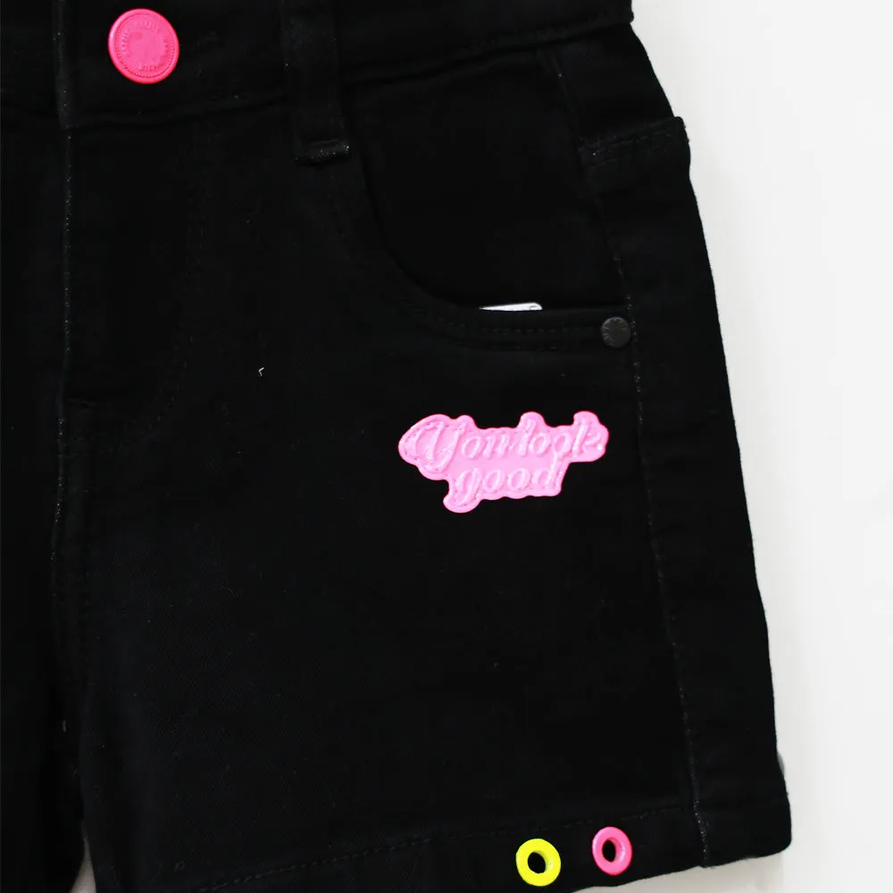 Black Casual Girls Shorts