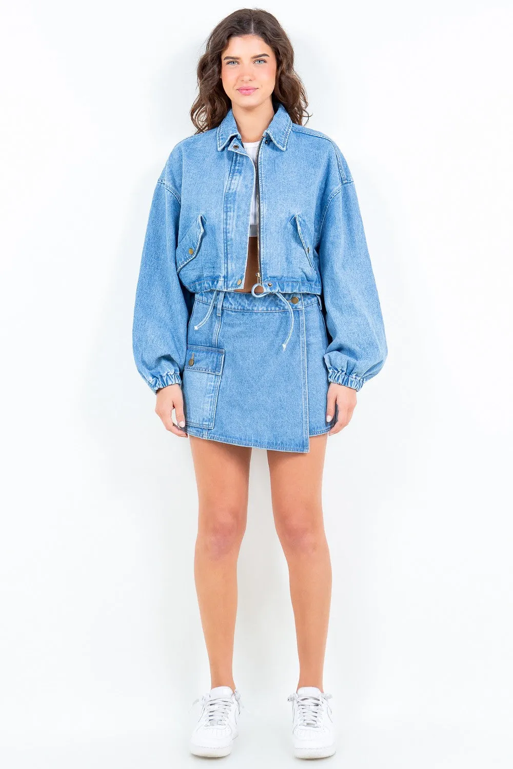 Blue Zone Planet |  American Bazi Cargo Pocket Denim Skort