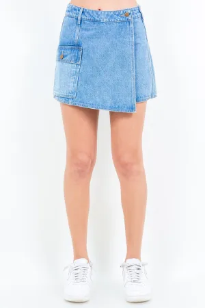 Blue Zone Planet |  American Bazi Cargo Pocket Denim Skort