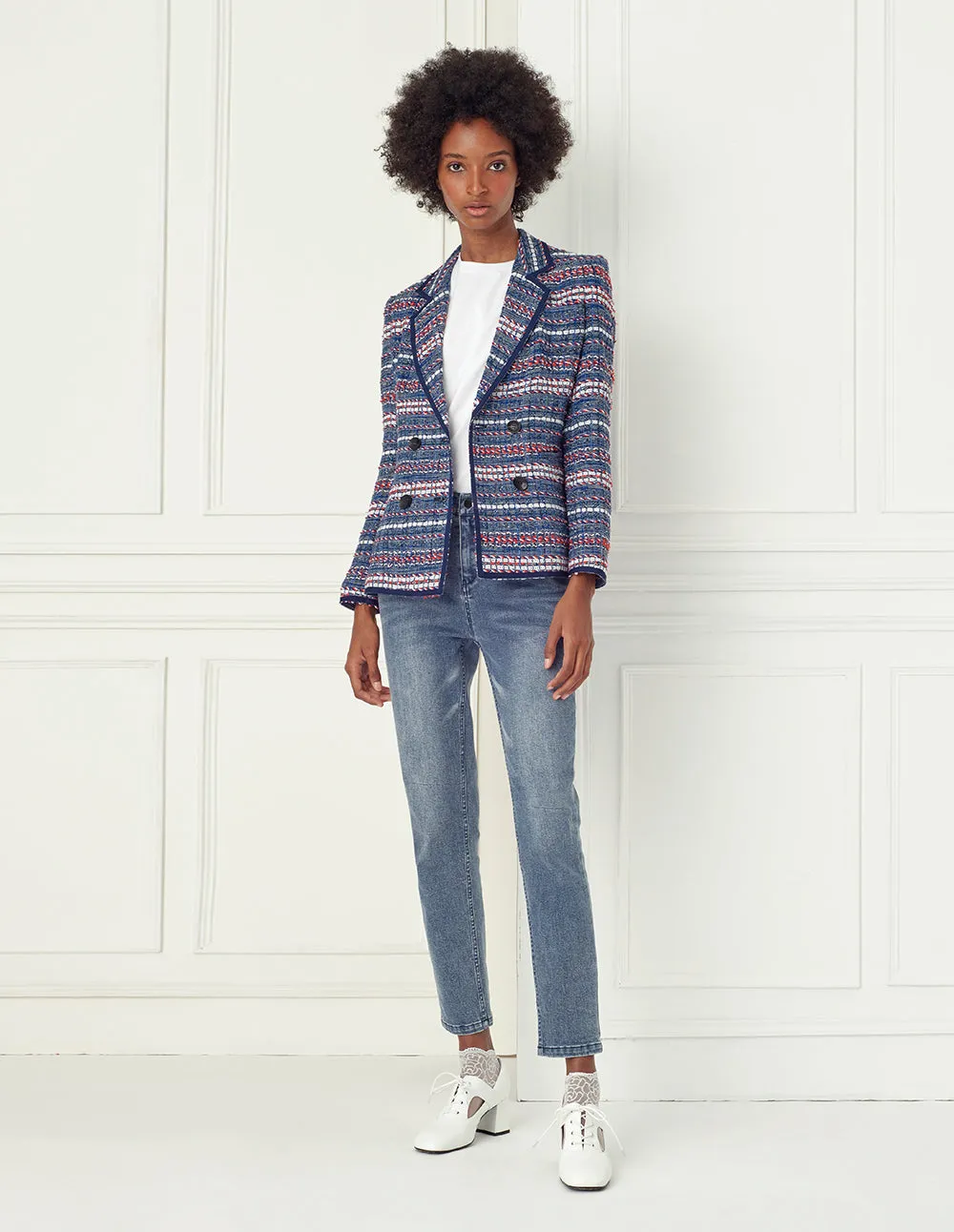 BORA AKSU Tweed Double-Breasted Blazer