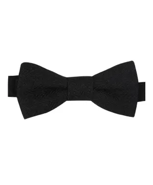 Boys & Men's Herringbone Tweed Bow Tie and Pocket Square - Black