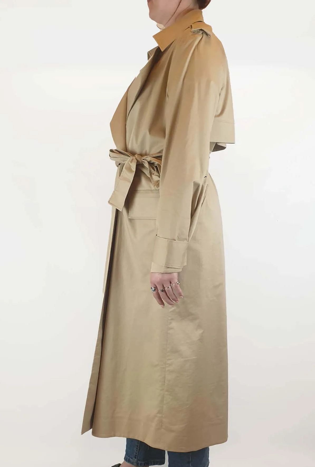 Cos beige classic long cotton trench coat size 40, fits size 12-14