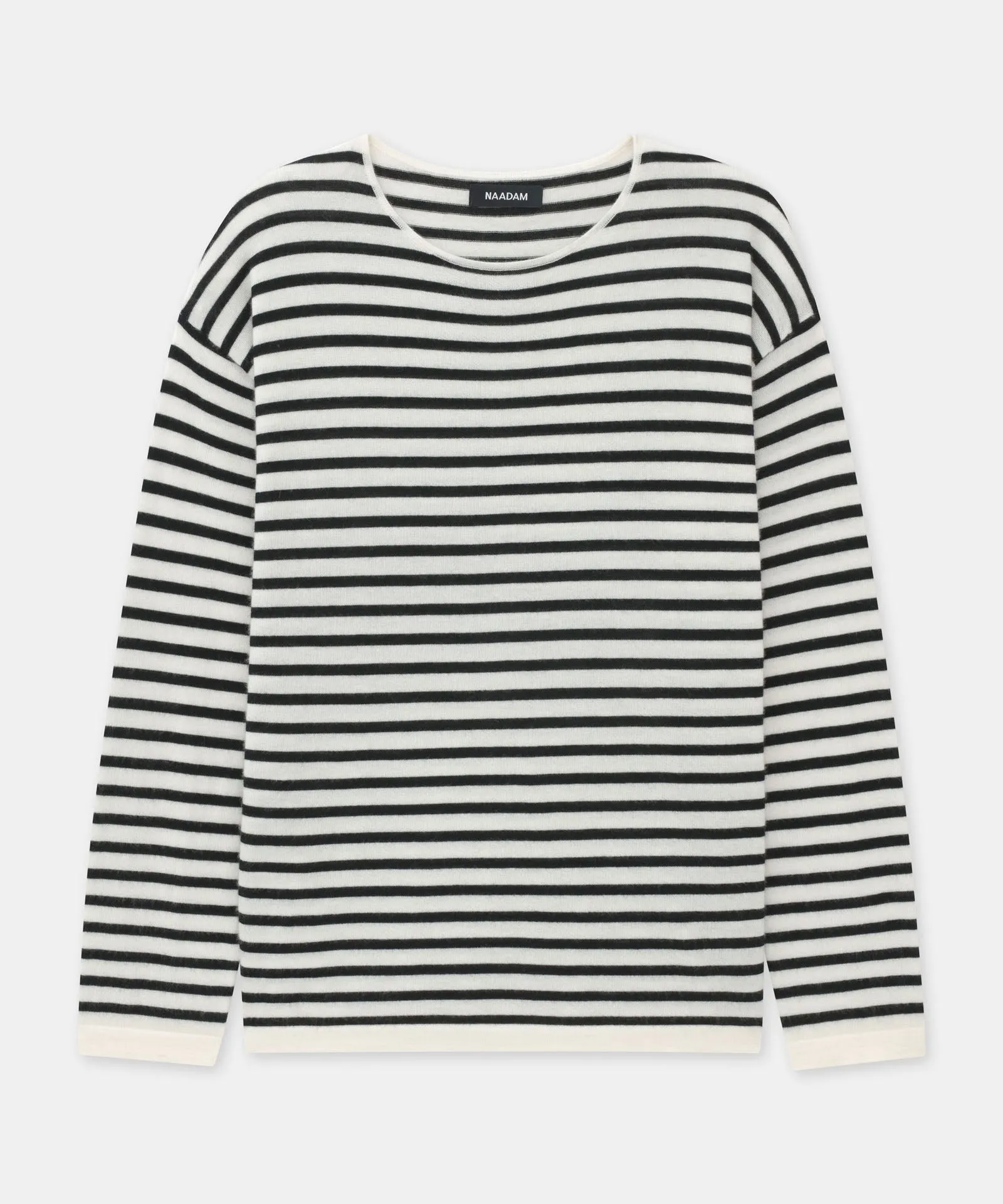 Fancy Cashmere Striped Relaxed Crewneck