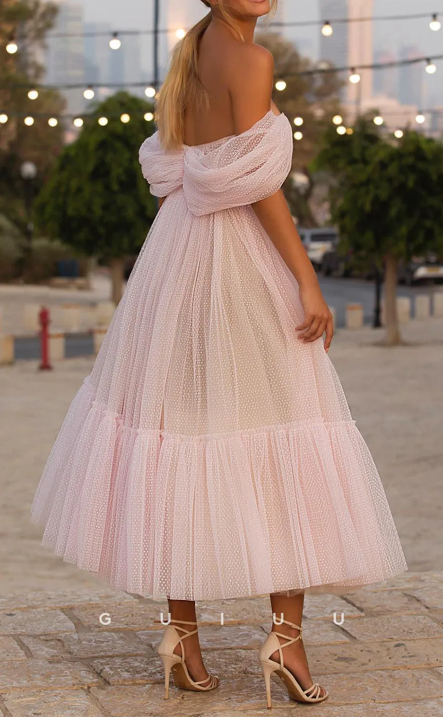 G2858 - Elegant & Simple A-Line Tulle Off-Shoulder Long Prom Evening Dress