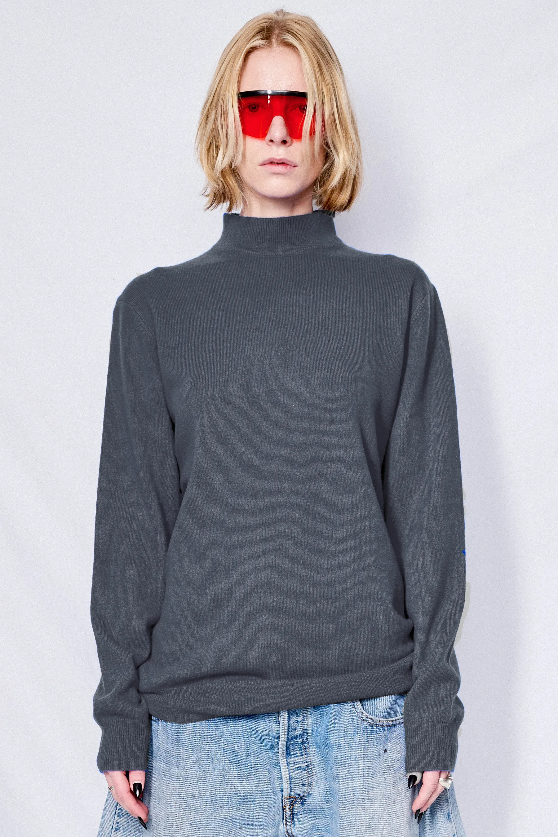 Graphite Cashmere Mockneck Sweater