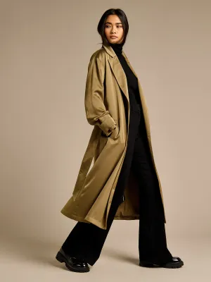 GWD Francine Khaki Tie Waist Trench Coat