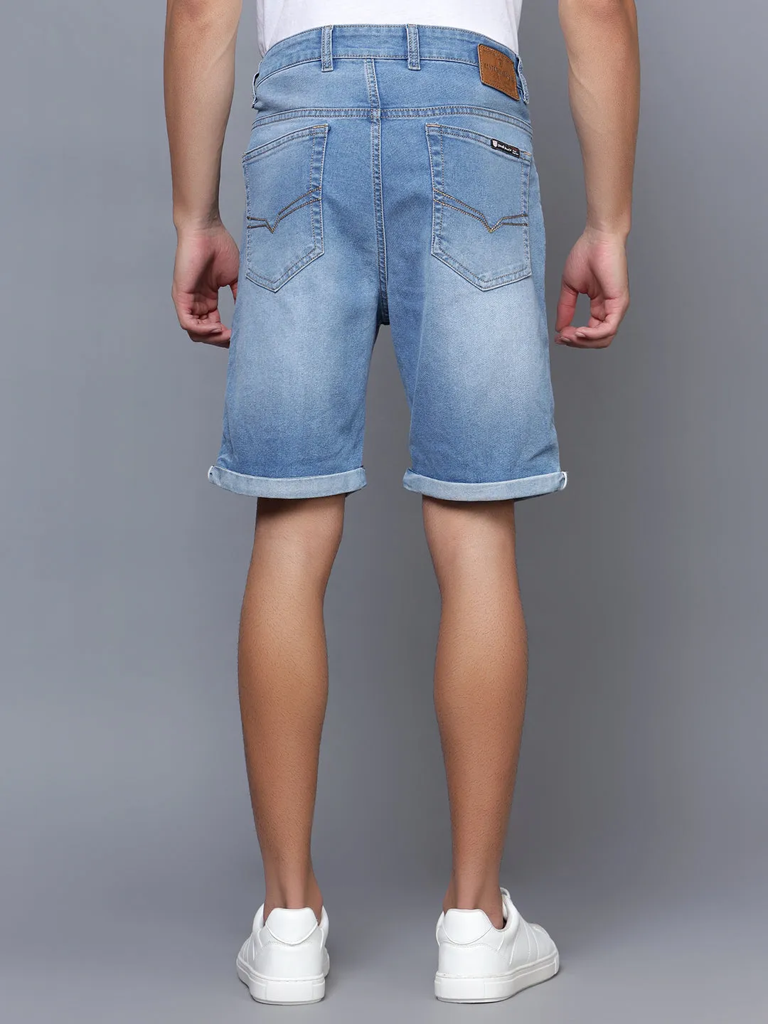 Men Light Blue Denim Shorts