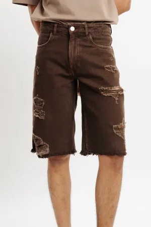 Men's Brown Denim Shorts