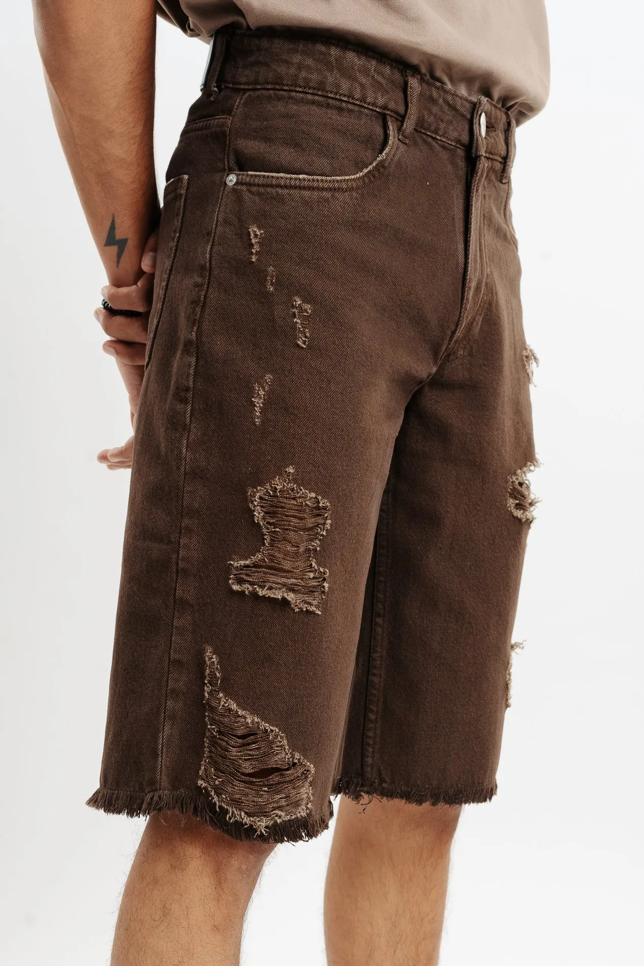 Men's Brown Denim Shorts