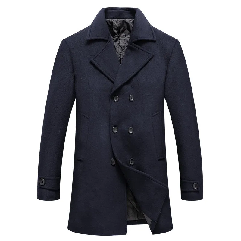 Men's Classic Double Breasted Wool Blend Pea Coat