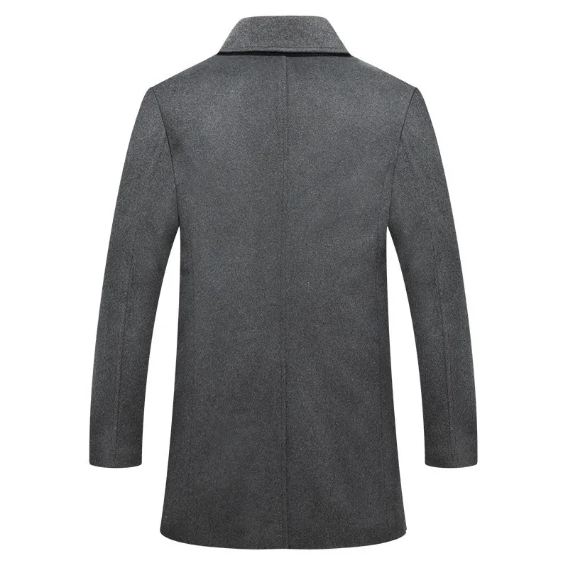 Men's Classic Double Breasted Wool Blend Pea Coat