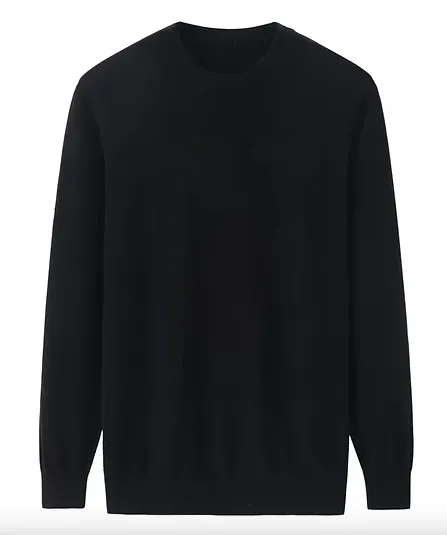 Mens Pure Cashmere Crew Black