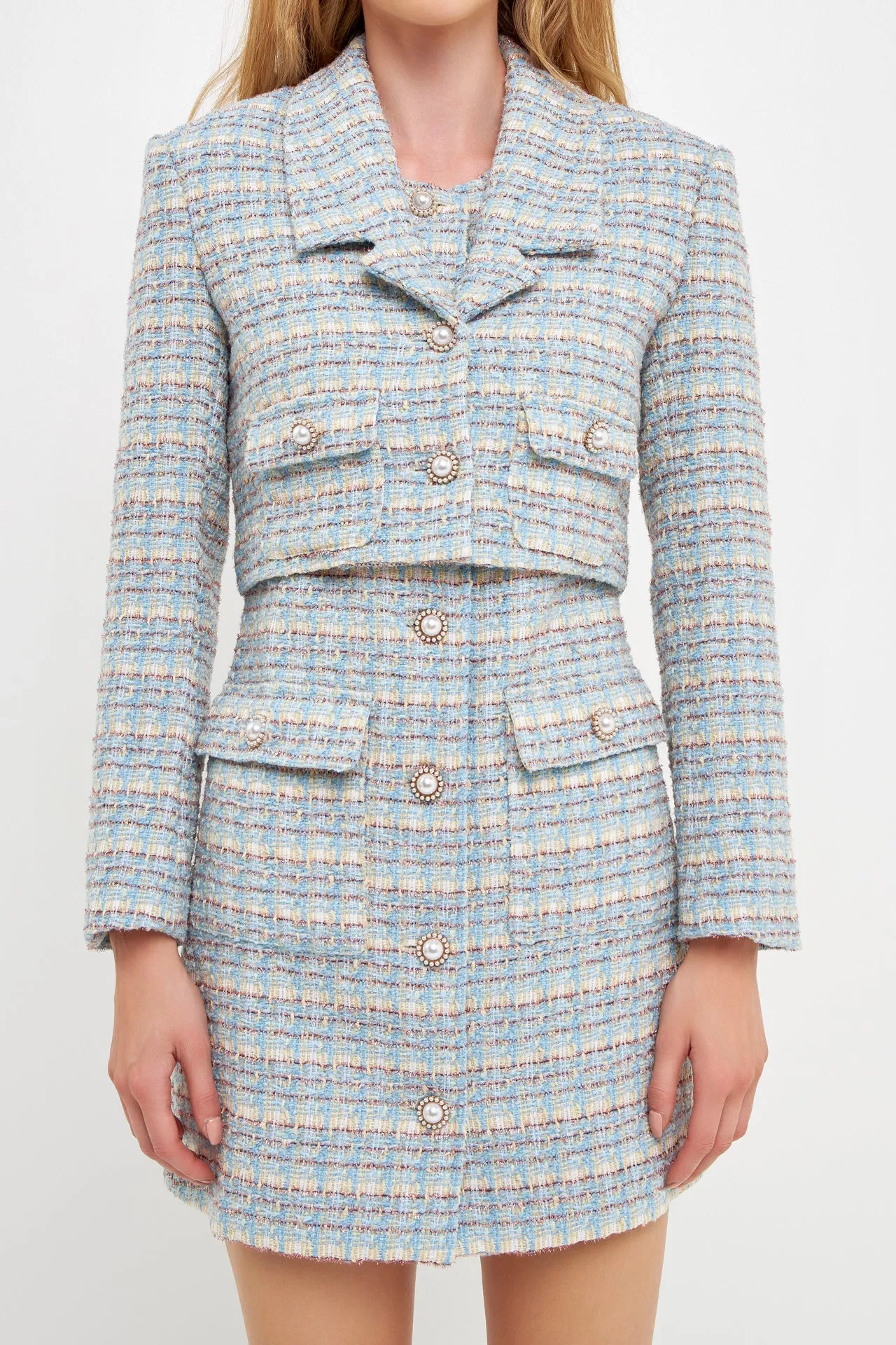 Metallic Tweed Cropped Blazer