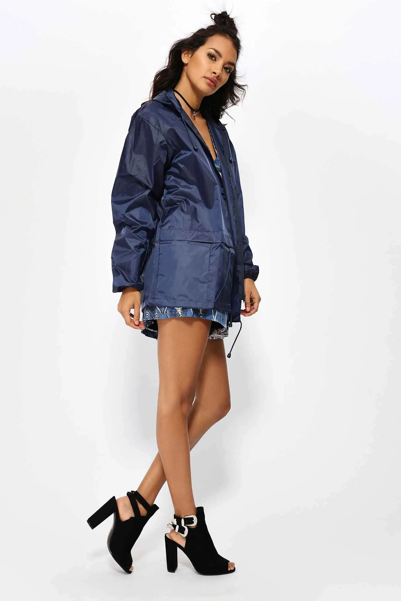 Navy Festival Rain Mac Jacket