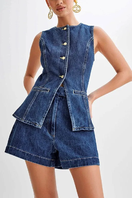 NEW!! The Midland Denim Vest and Short Set