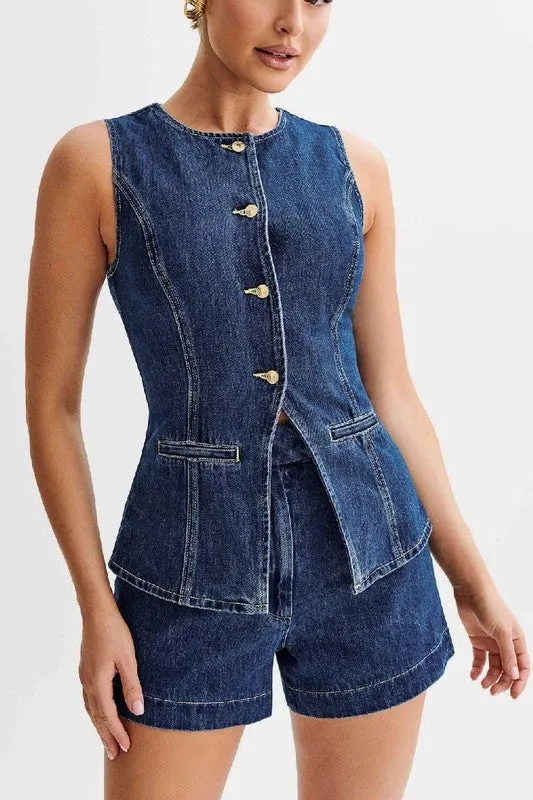 NEW!! The Midland Denim Vest and Short Set