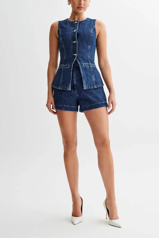 NEW!! The Midland Denim Vest and Short Set