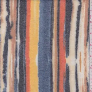 Orange/Yellow/Blue Brushstroke Stripe Faux Cashmere Knit Fabric