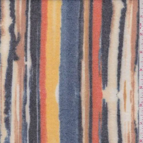 Orange/Yellow/Blue Brushstroke Stripe Faux Cashmere Knit Fabric