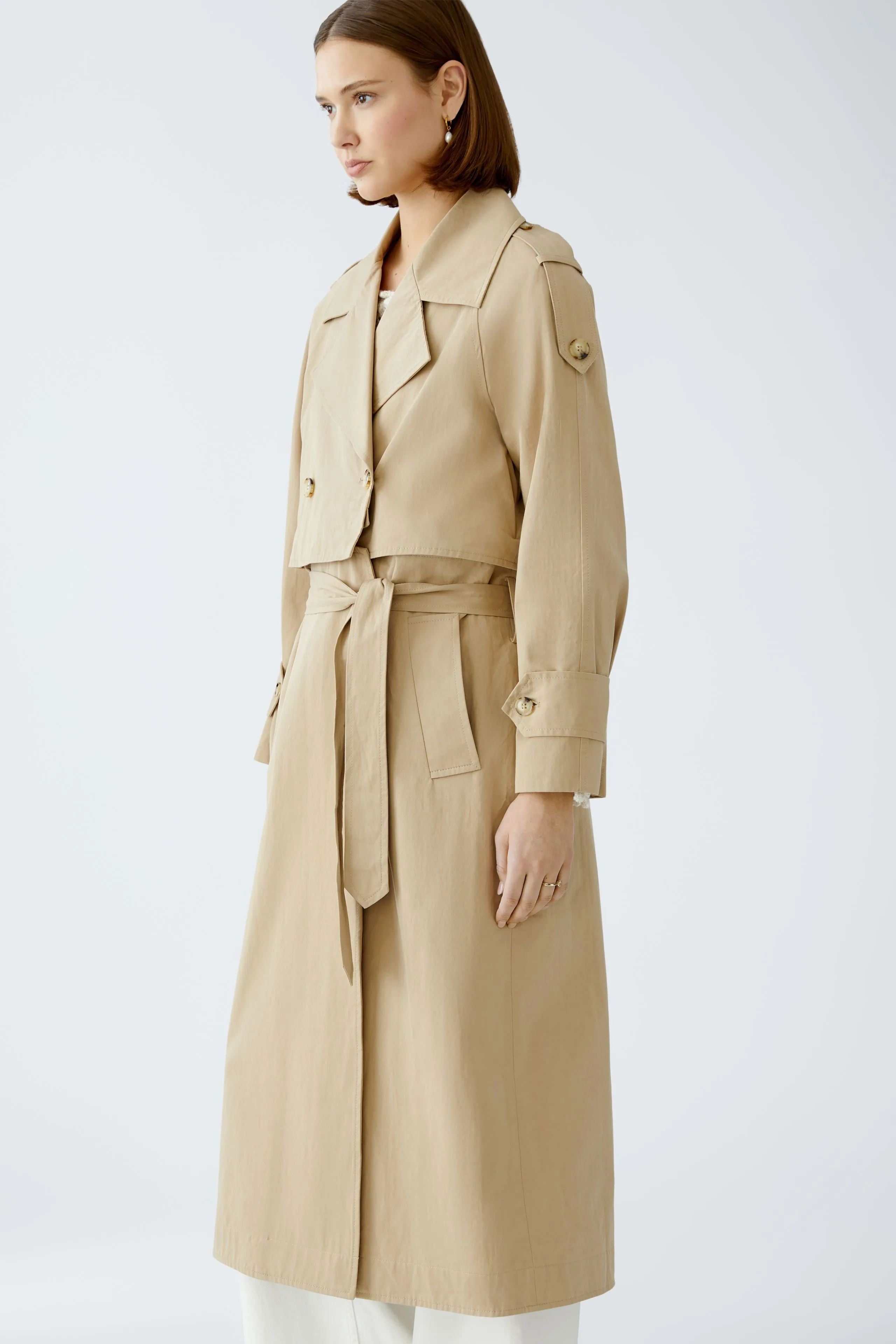 Oui 2 in 1: Trench Coat/Jacket in Beige