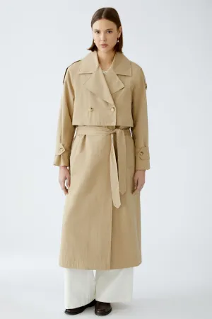 Oui 2 in 1: Trench Coat/Jacket in Beige