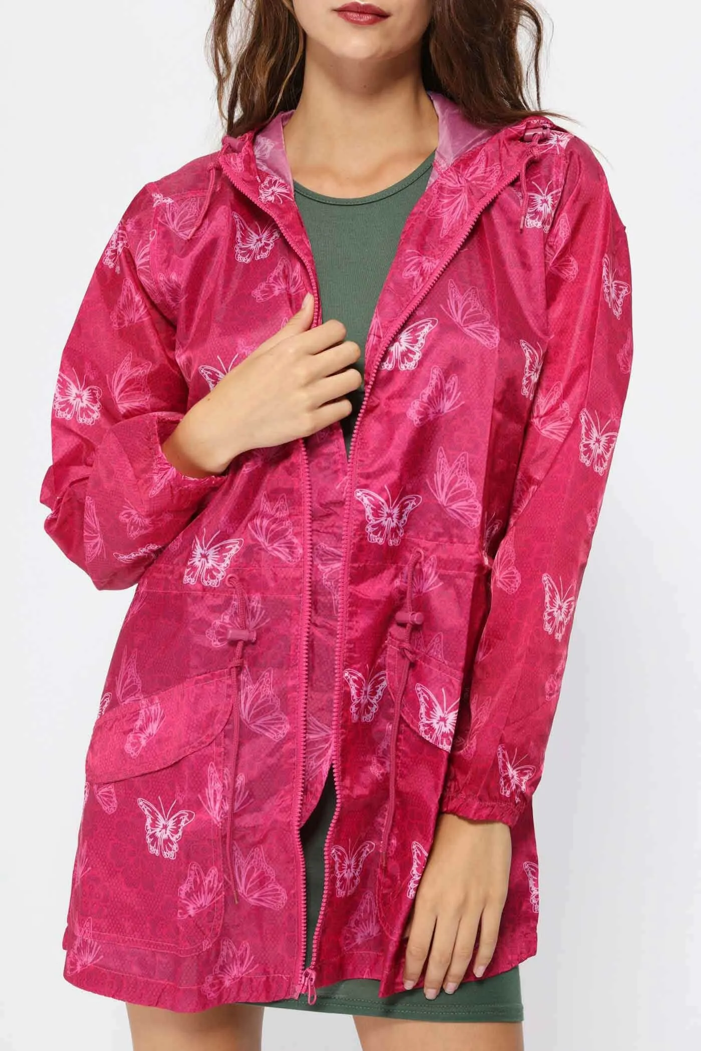 Pink Printed Festival Rain Mac