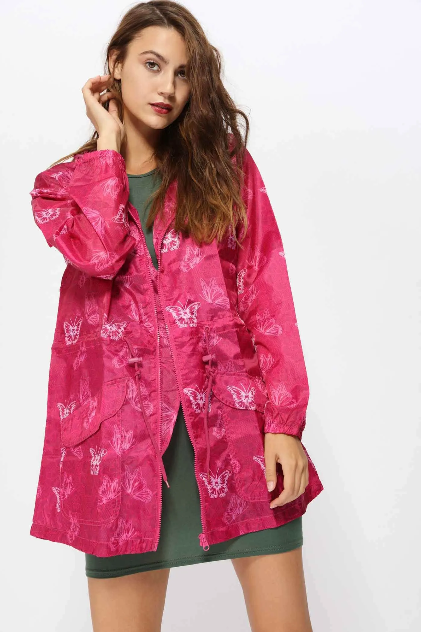 Pink Printed Festival Rain Mac