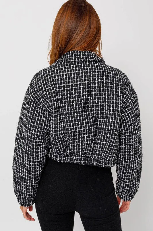 Plaid Crop Puffer Jacket