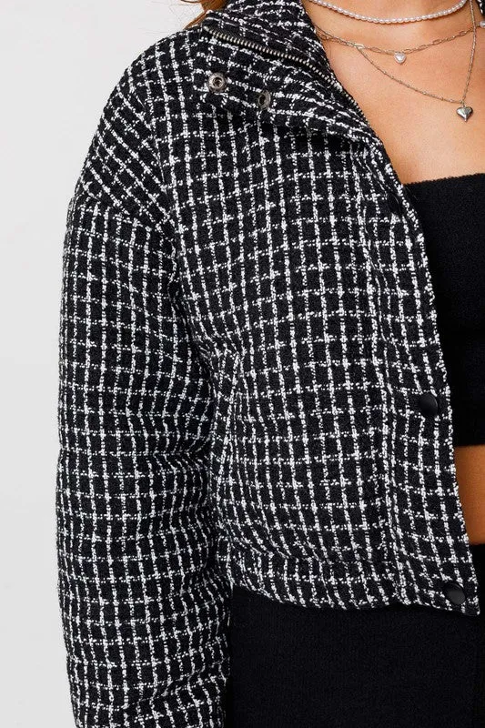 Plaid Crop Puffer Jacket