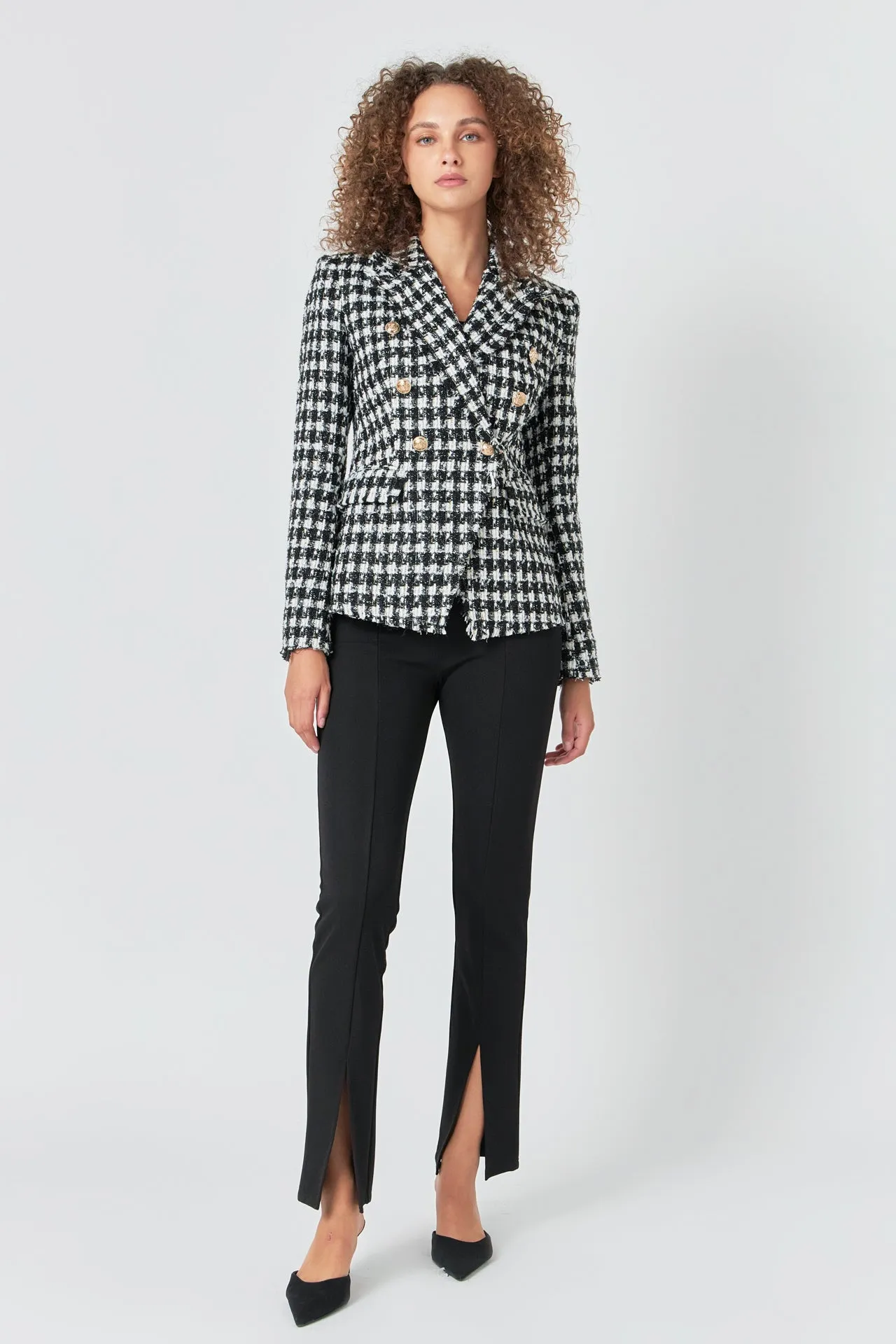 Premium Checked Tweed Blazer