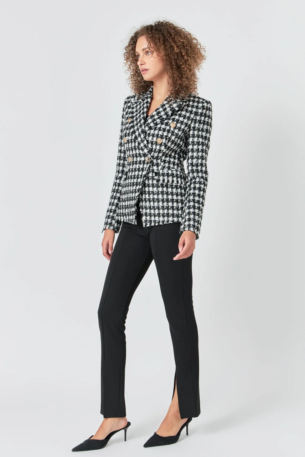 Premium Checked Tweed Blazer