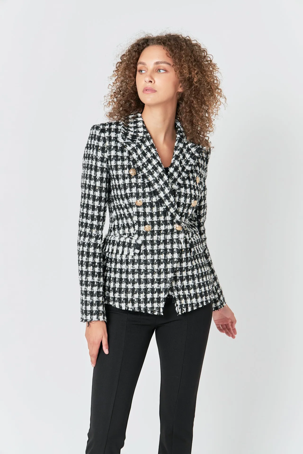 Premium Checked Tweed Blazer