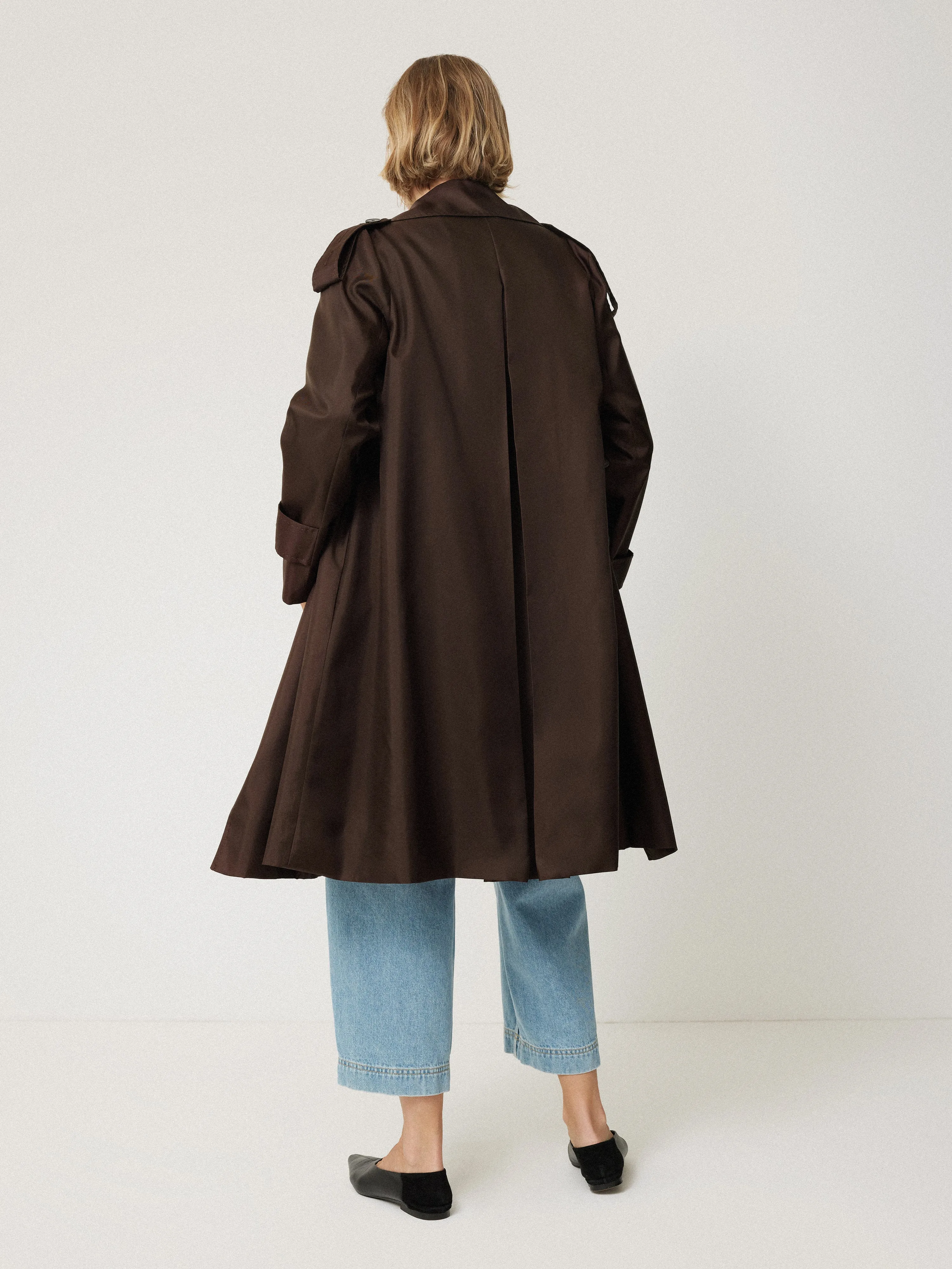 Pure Silk Trench Coat | Chocolate