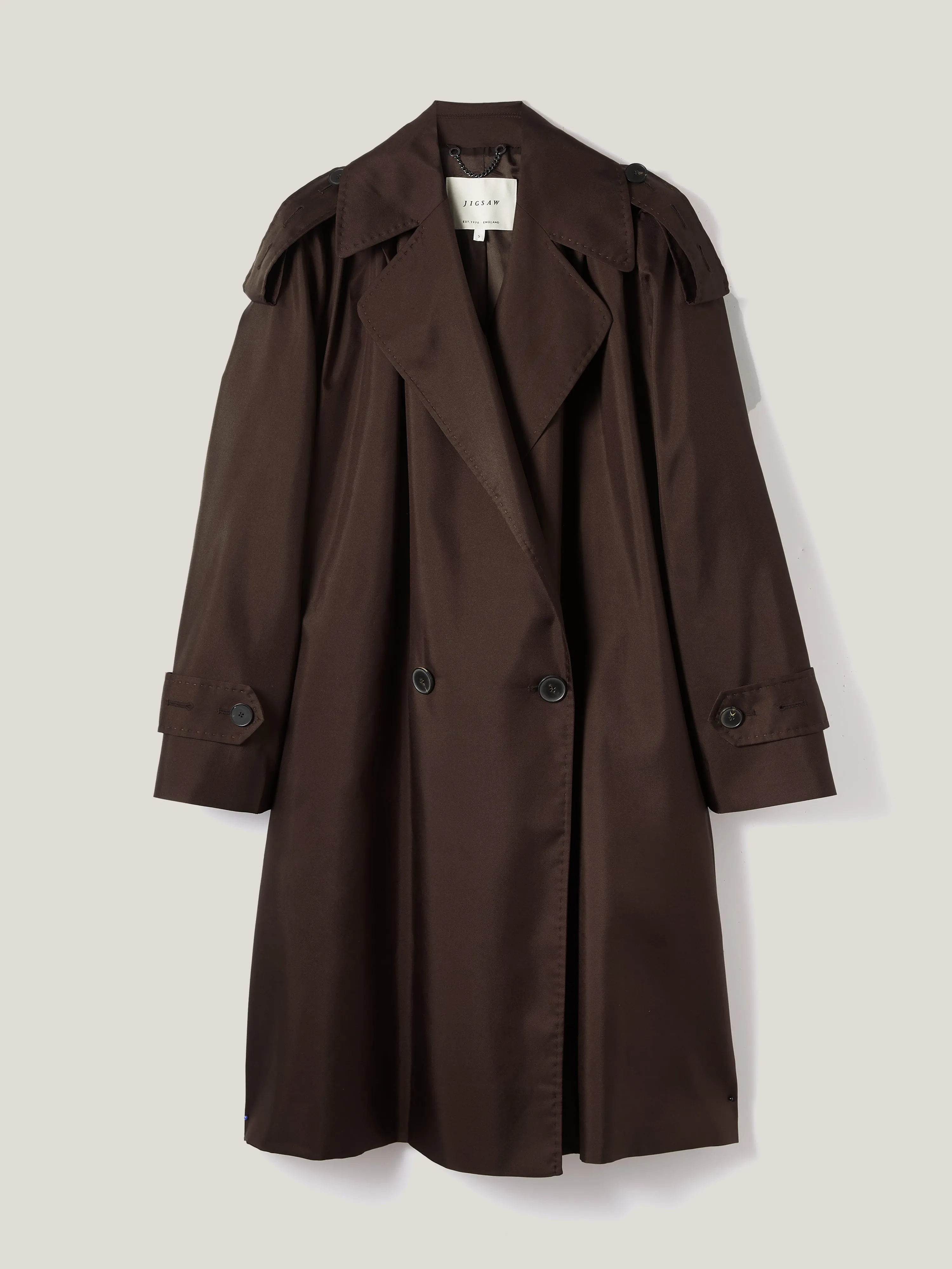 Pure Silk Trench Coat | Chocolate