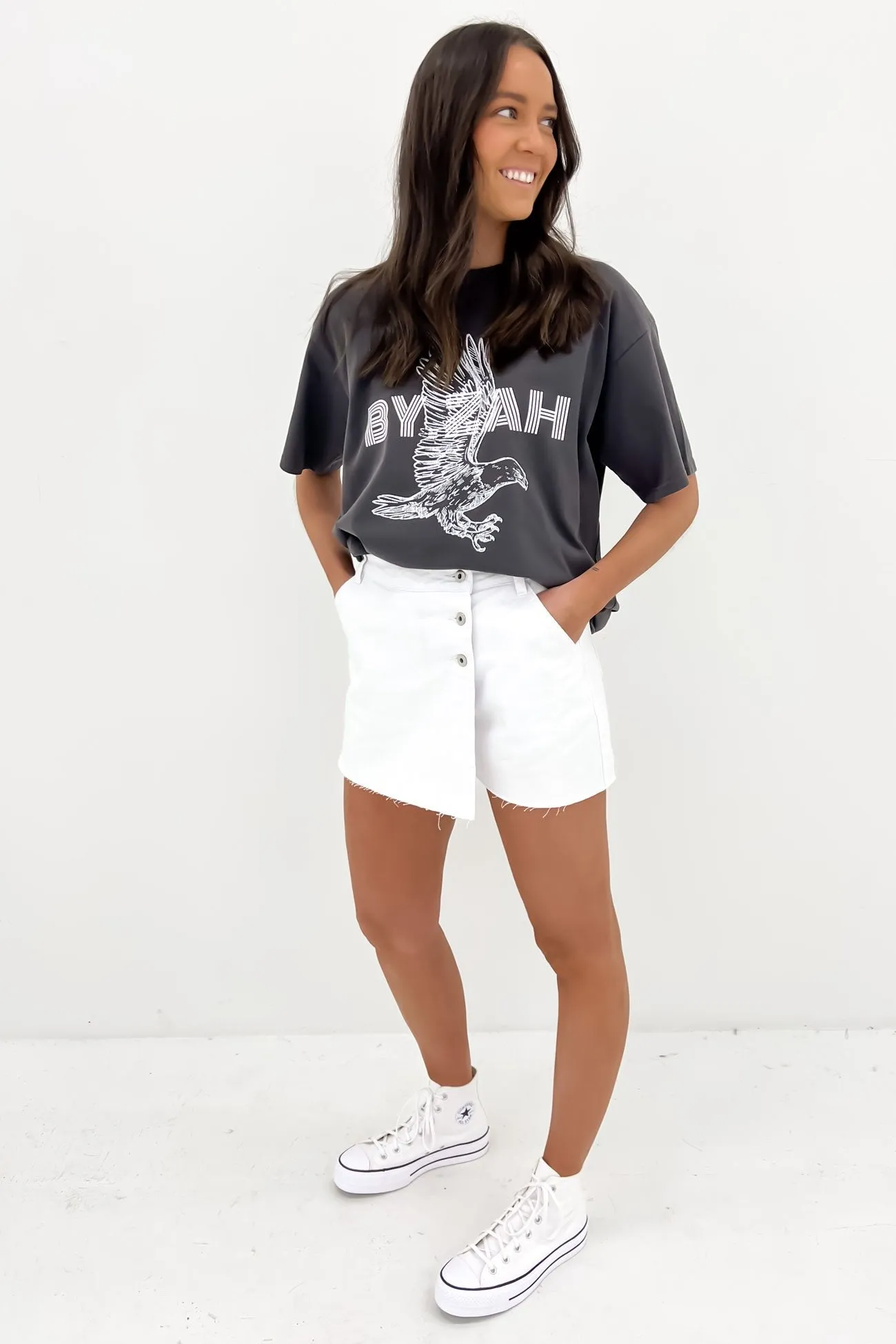 Shelby Denim Skort White