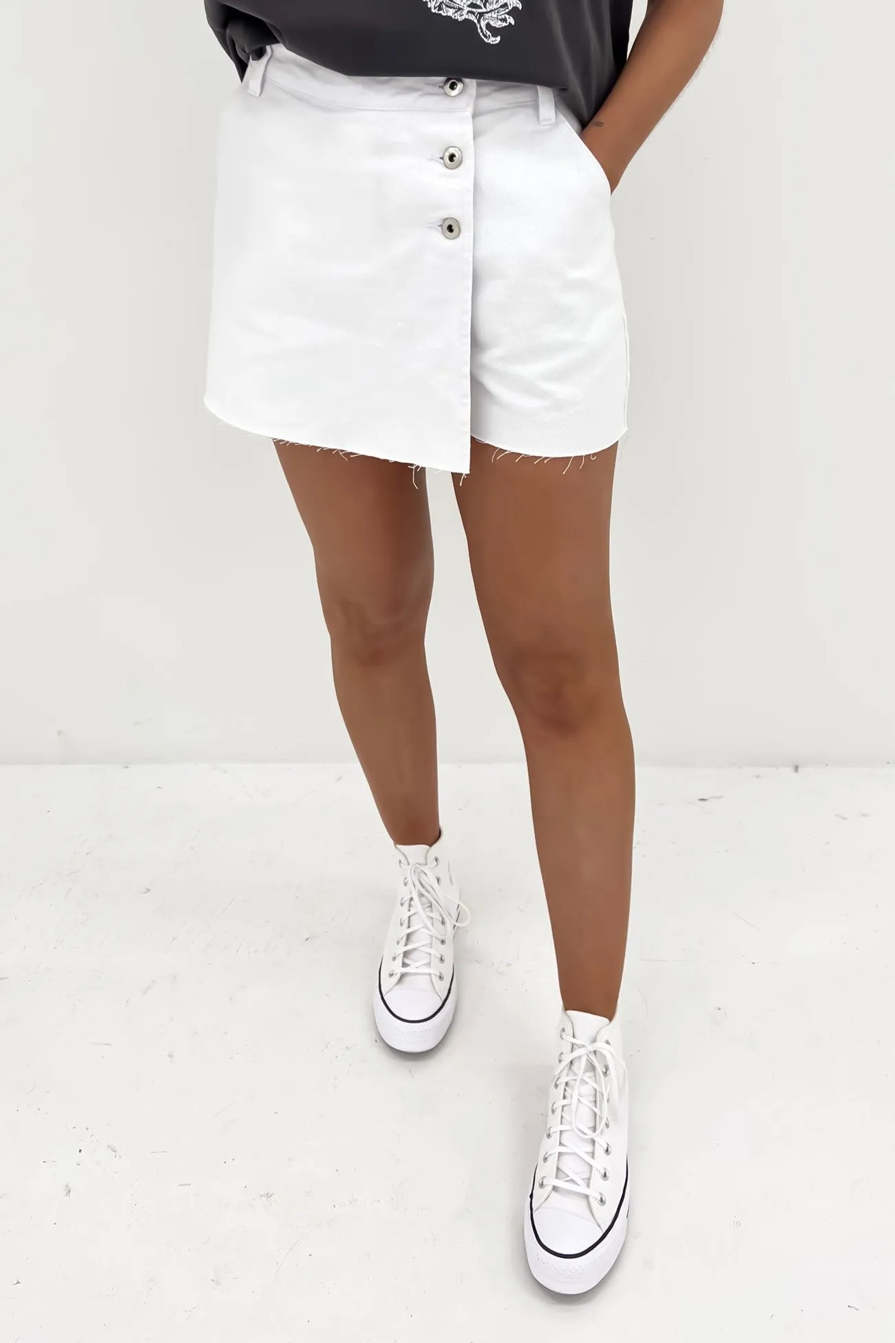 Shelby Denim Skort White