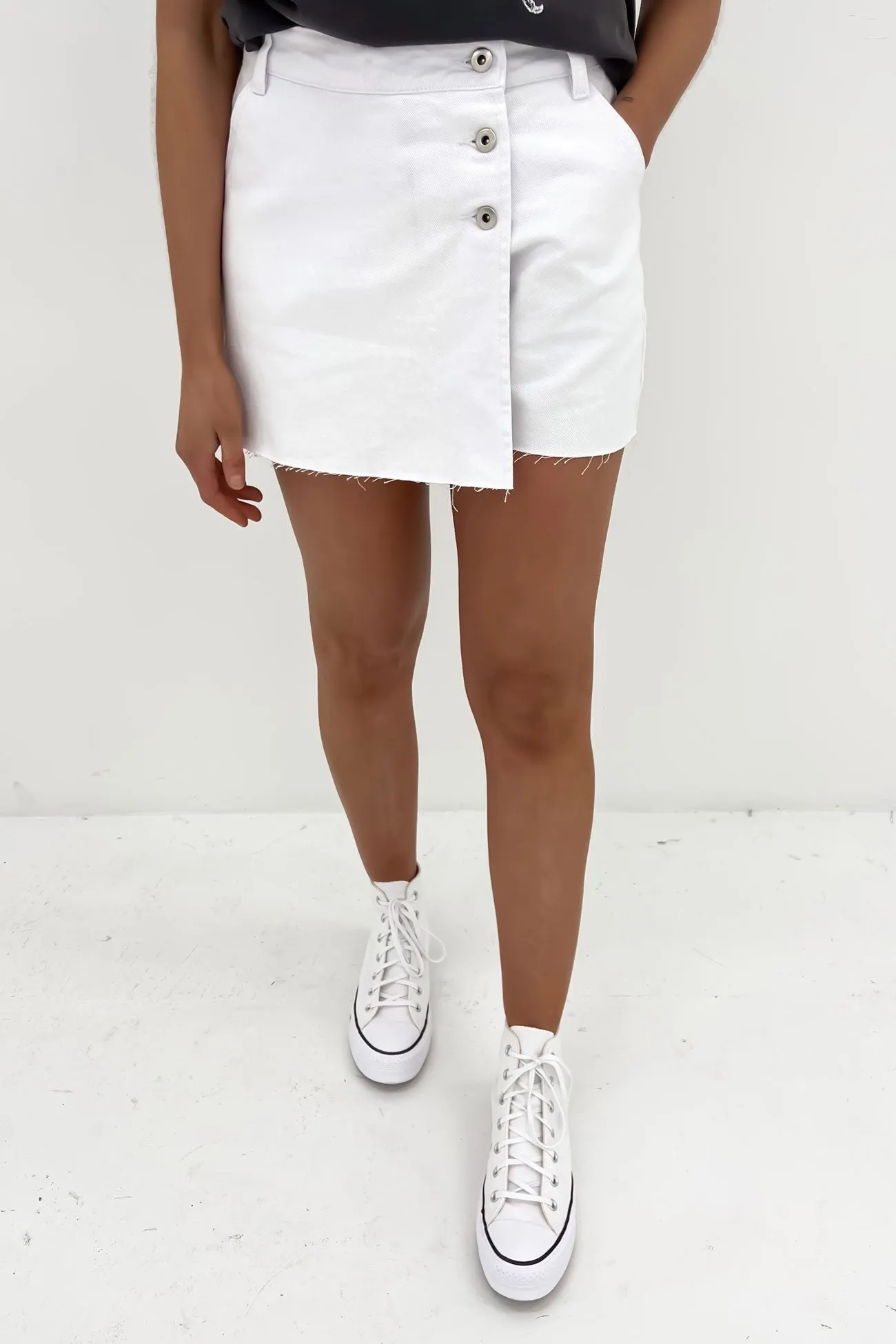 Shelby Denim Skort White