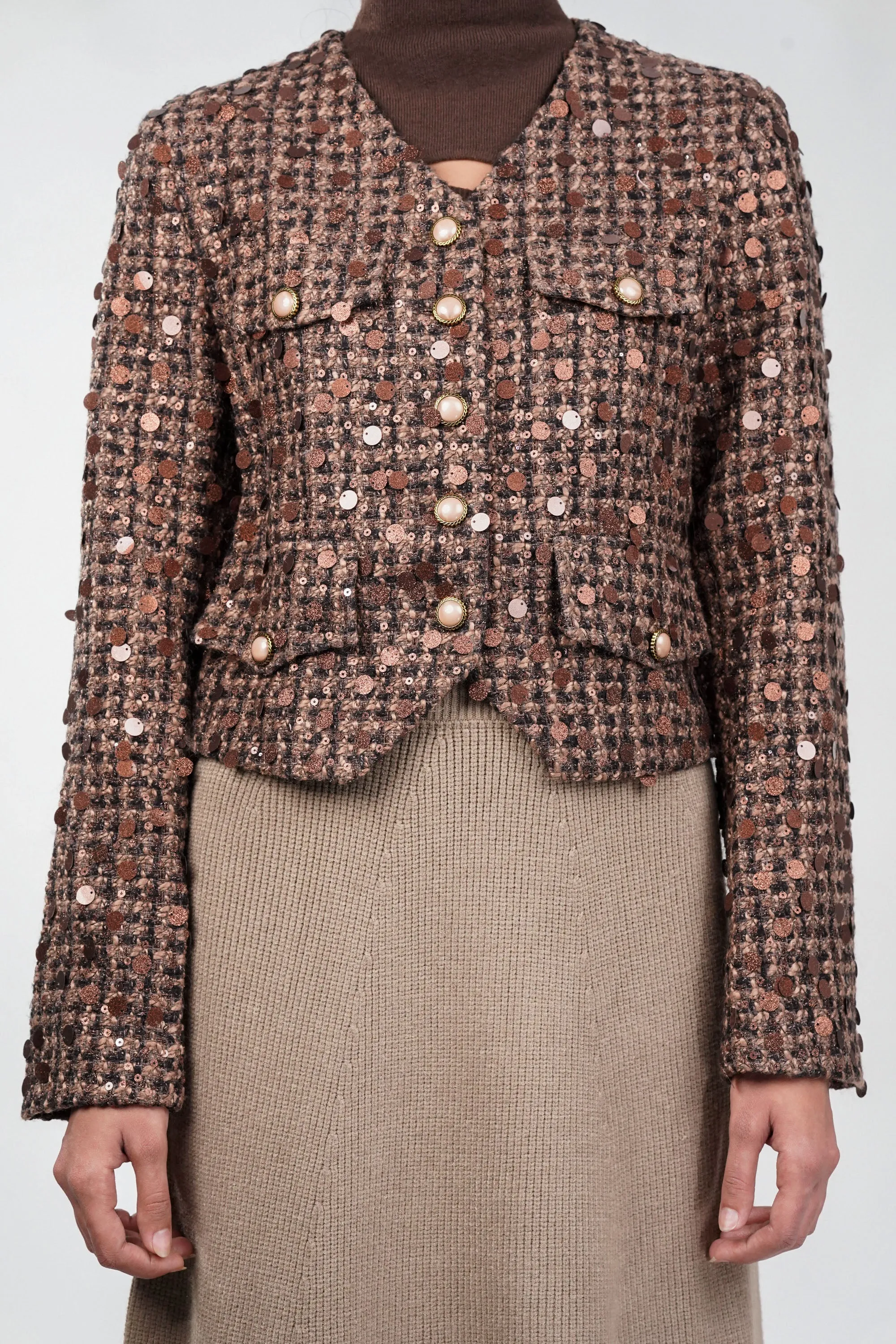 Sienna Brown Sequin Blazer