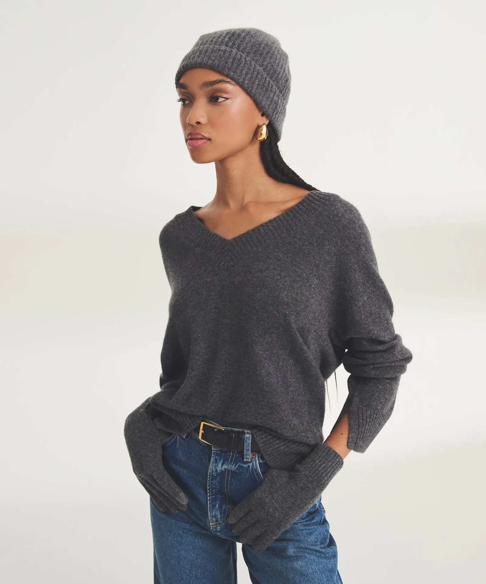 Signature Cashmere Ribbed Beanie