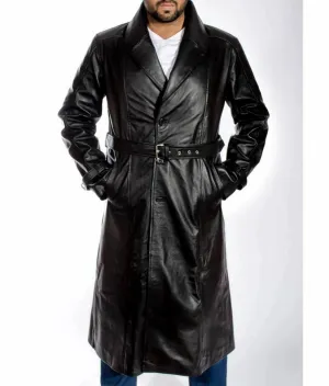 Spine Spark Men's Mickey Rourke Sin City Leather Trench Long Coat