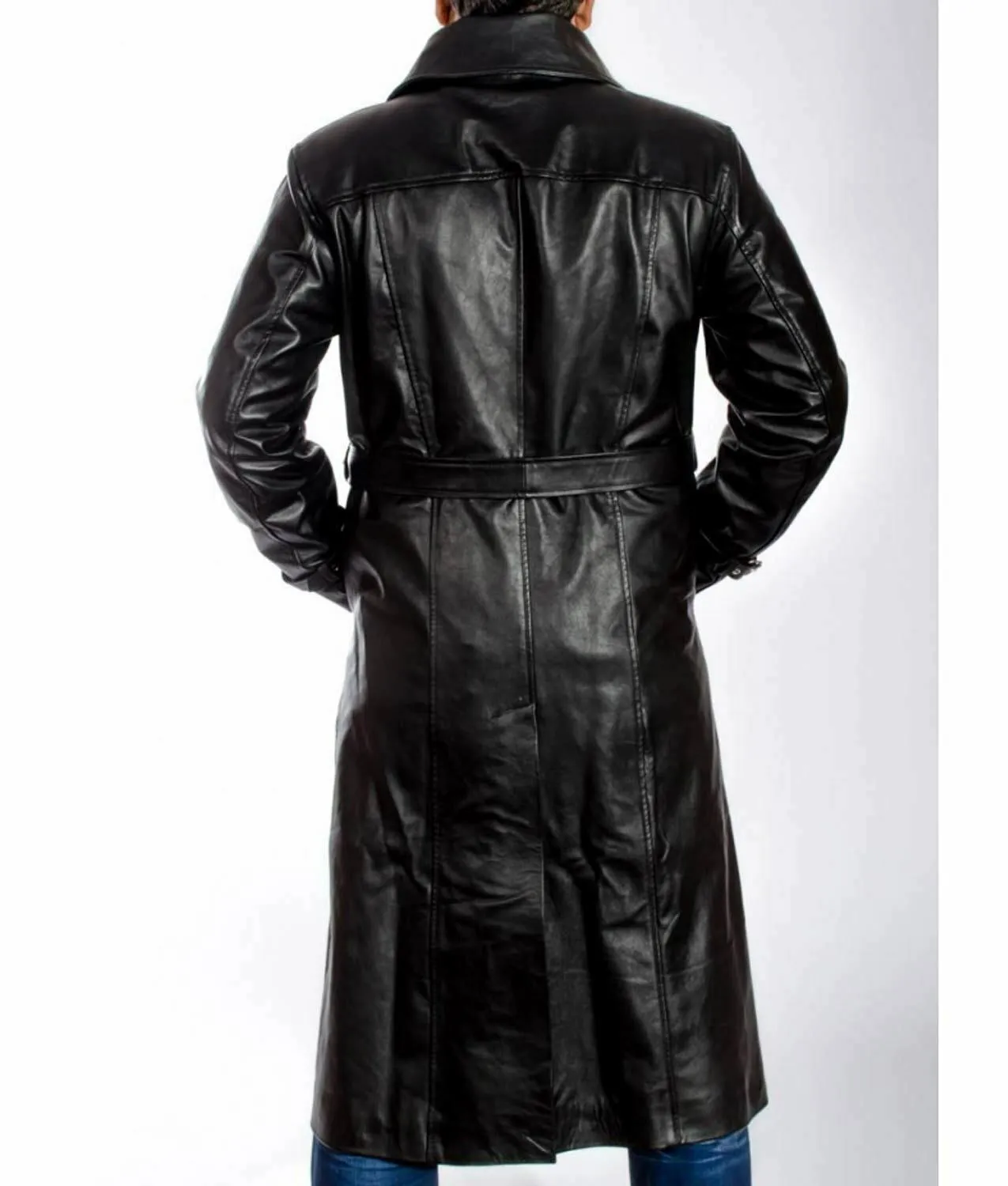 Spine Spark Men's Mickey Rourke Sin City Leather Trench Long Coat