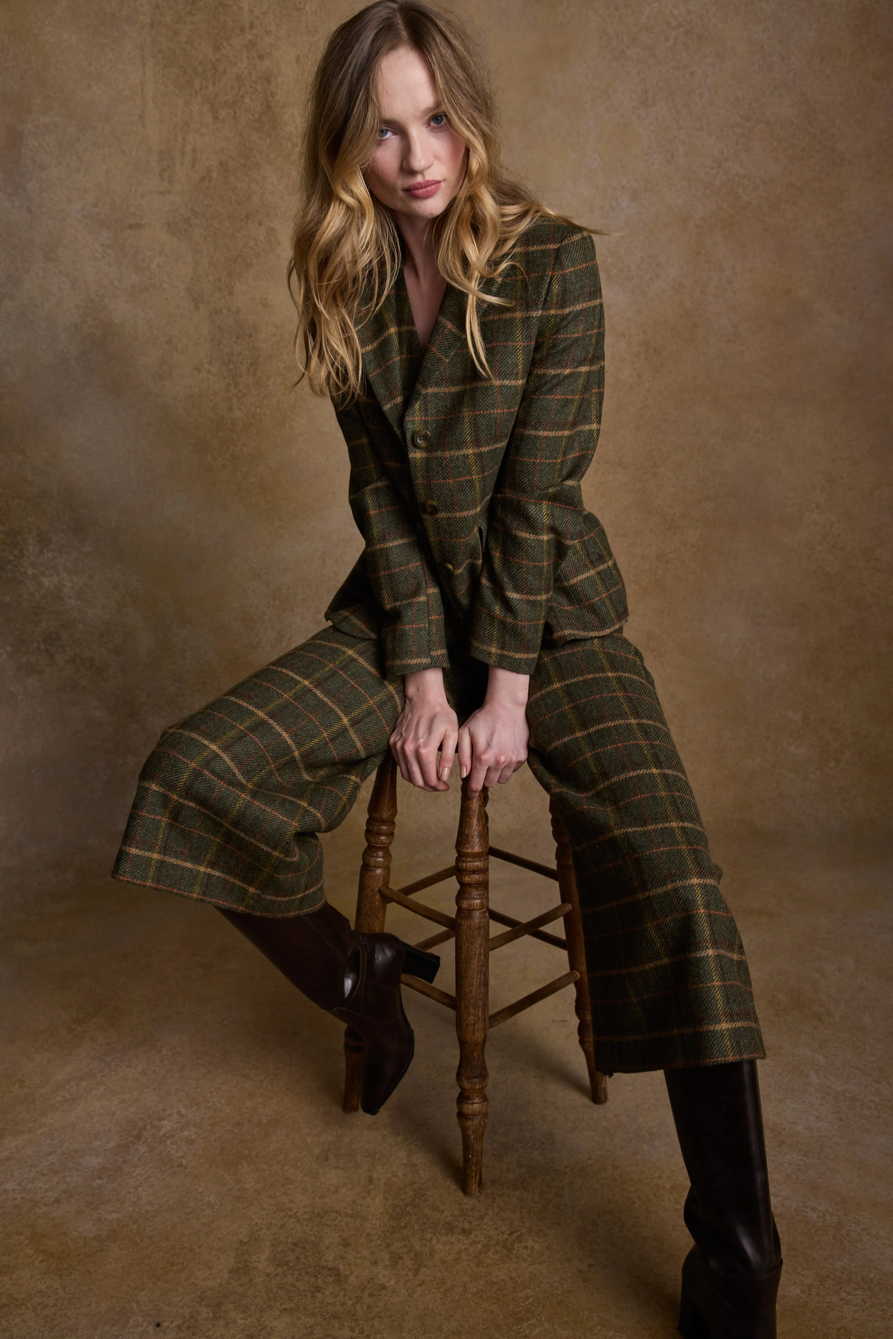 Tara Tweed Hacking Jacket - Green Country Check