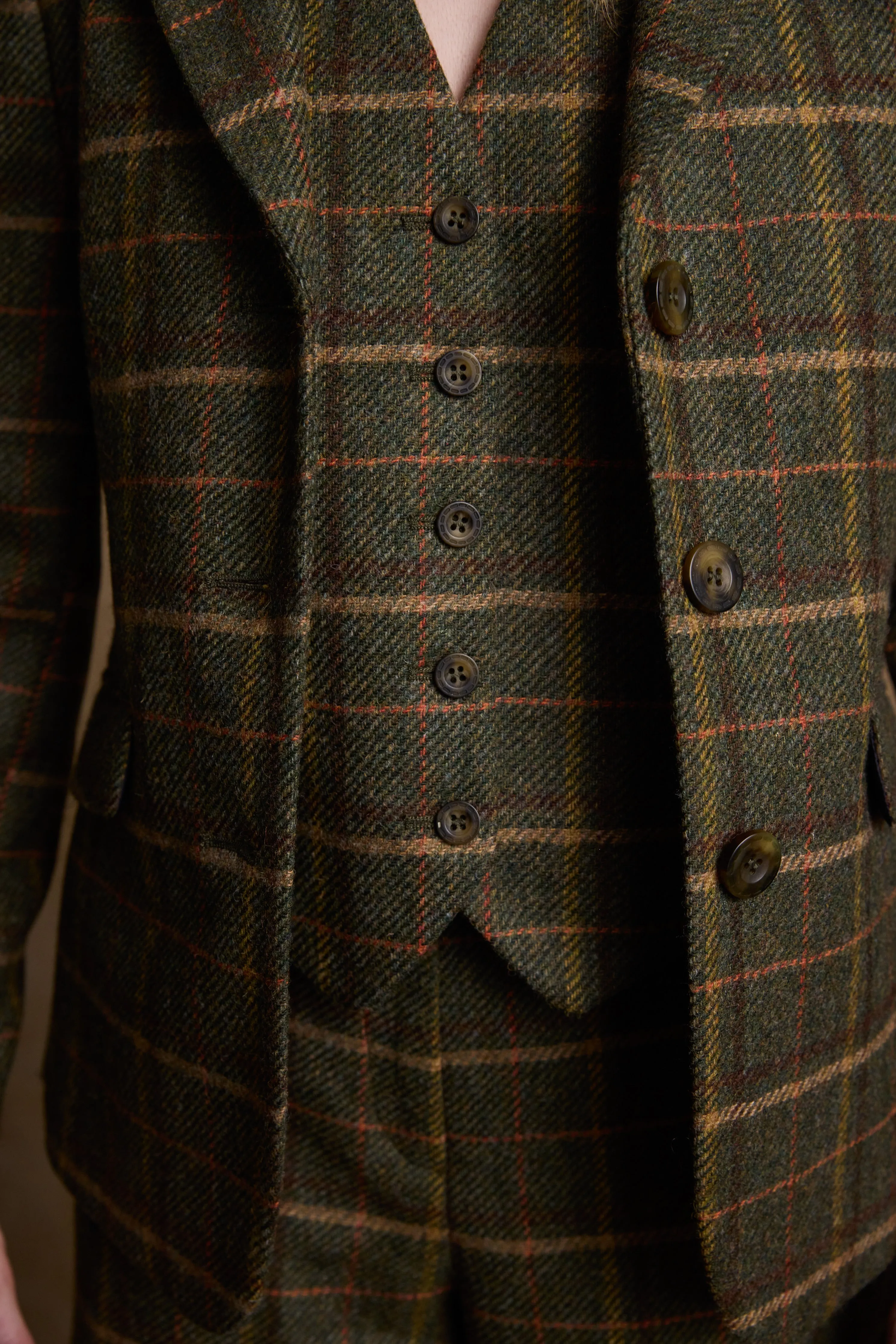 Tara Tweed Hacking Jacket - Green Country Check