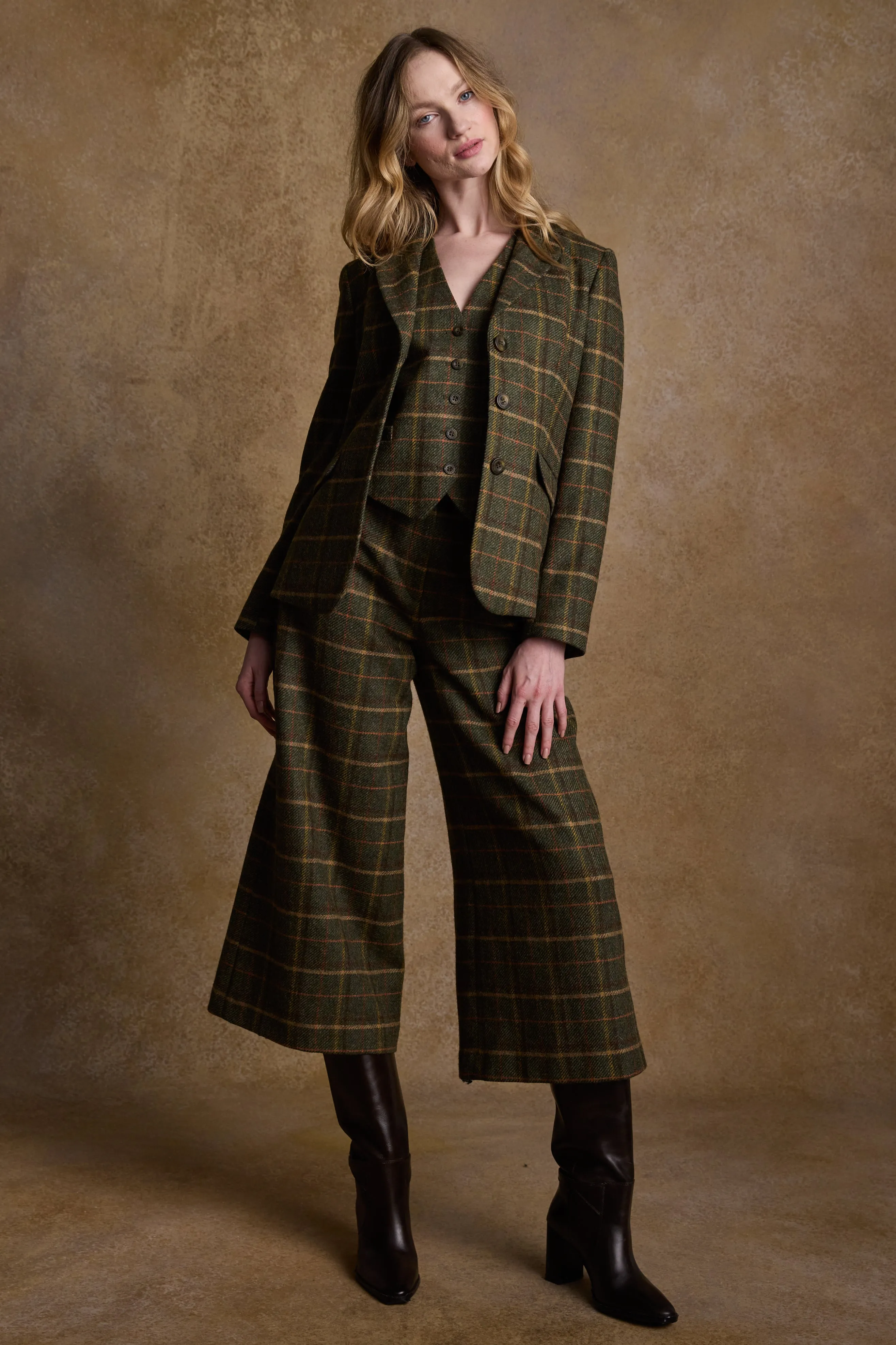 Tara Tweed Hacking Jacket - Green Country Check