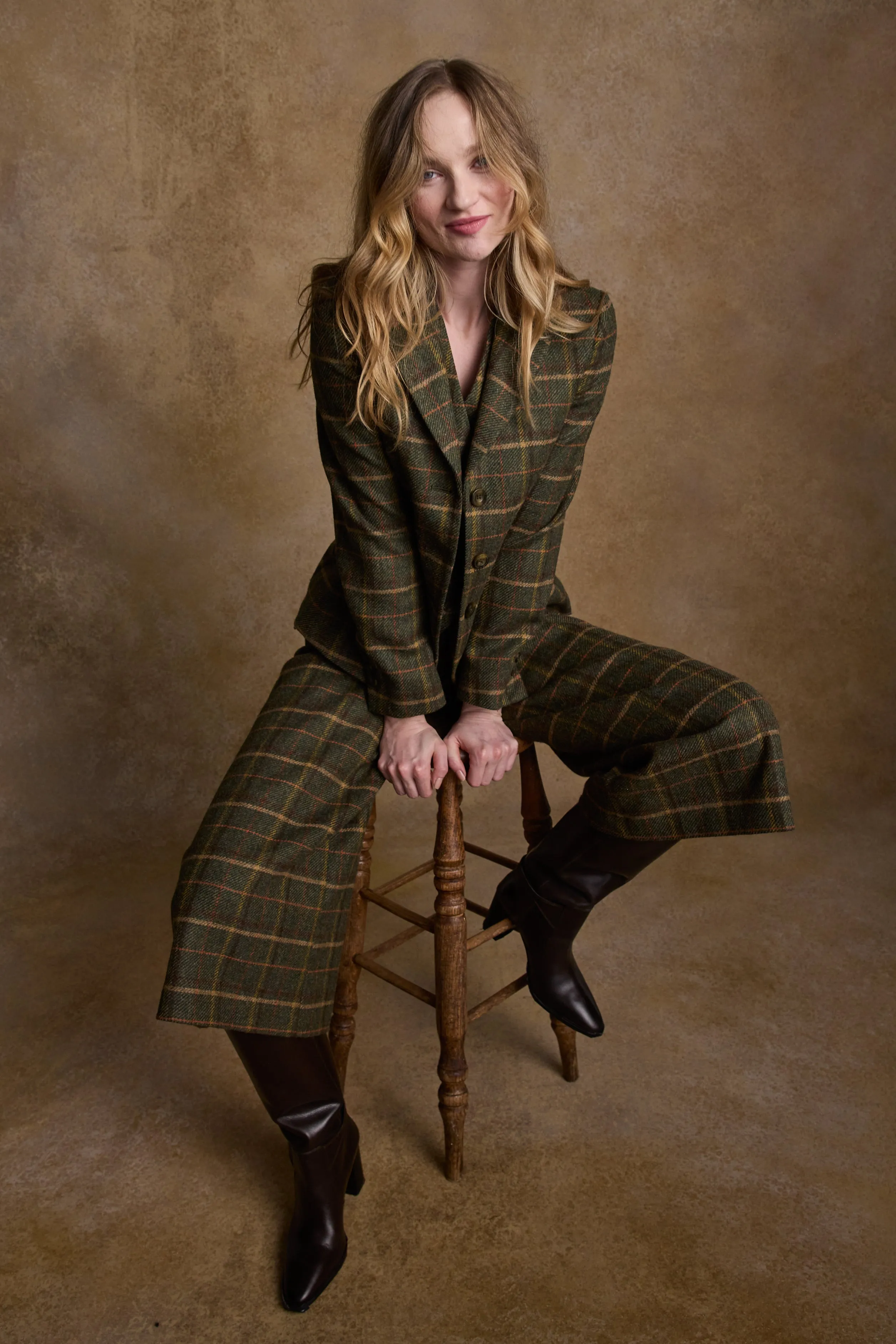 Tara Tweed Hacking Jacket - Green Country Check