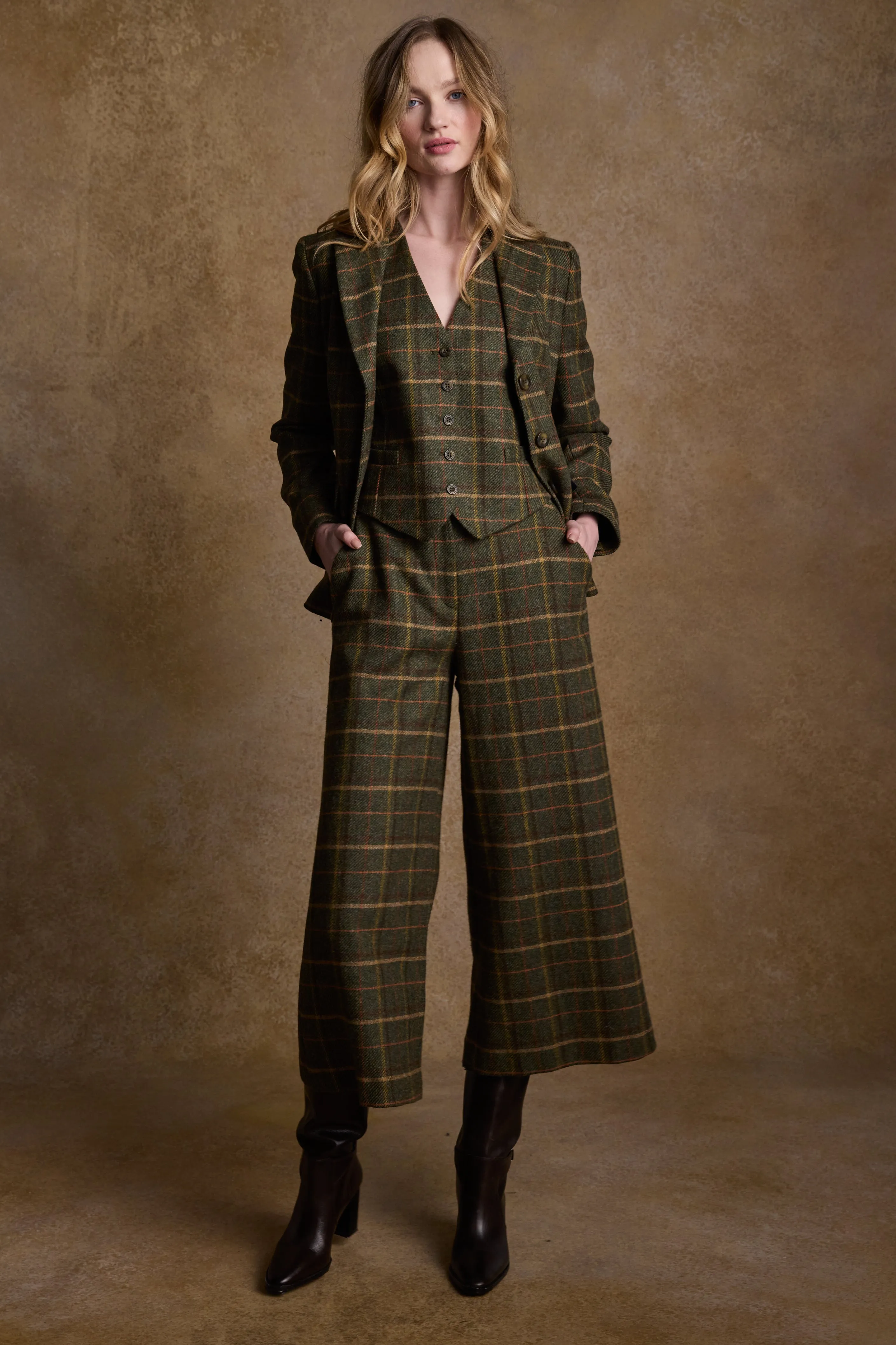 Tara Tweed Hacking Jacket - Green Country Check