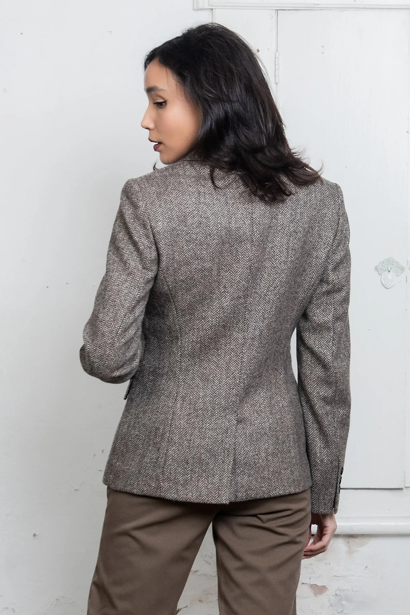 Tara Tweed Hacking Jacket - Light Tan Herringbone